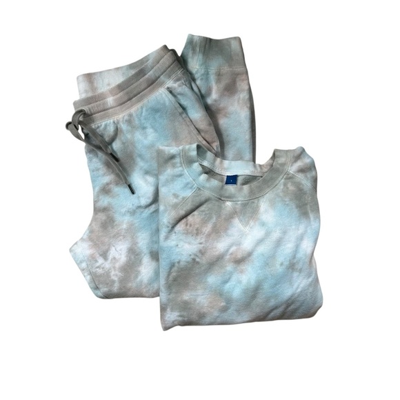 Old Navy 2 Piece Tie Dye Set Crewneck Sweatshirt (M) Joggers (L) Brown Blue M/L - Picture 2 of 9